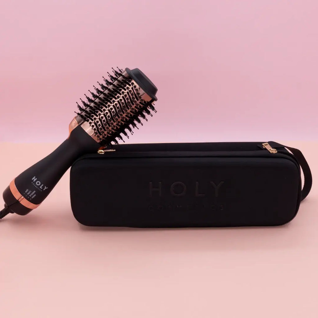 Kit Cepillo Secador Oro Rosa Holy + Estuche Cepillo Secador